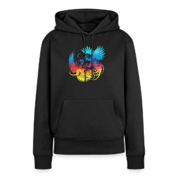 Hahn tup Kampf Tier isoliert buntes Huhn - Frauen Premium Bio Hoodie - Schwarz - Vorne - Julia (174cm)