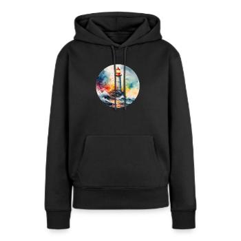 Lot rond Lighthouse - Sweat à capuche Premium bio Femme - noir - Devant - Julia (174cm)