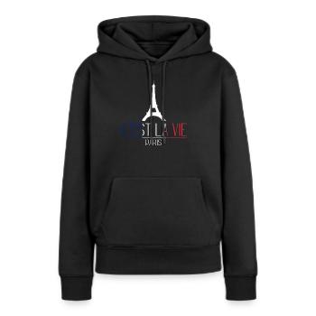 Französische Flagge Spruch - Frauen Premium Bio Hoodie - Schwarz - Vorne - Julia (174cm)