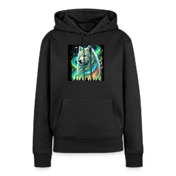 Aurora Wolf - Frauen Premium Bio Hoodie - Schwarz - Vorne - Julia (174cm)