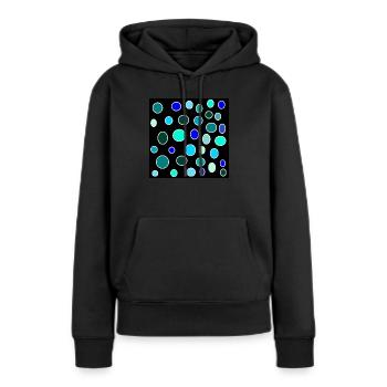 Blue and light blue bubbles on black background - Women’s Premium Organic Hoodie - black - Front - Julia (174cm)