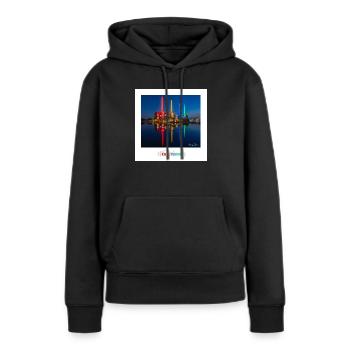 Buntes Kraftwerk Wolfsburg - Frauen Premium Bio Hoodie - Schwarz - Vorne - Julia (174cm)