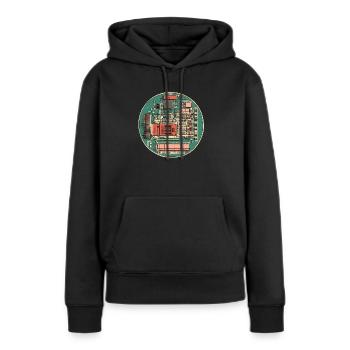 Schaltkreise der Vergangenheit:Tech im Detail! - Frauen Premium Bio Hoodie - Schwarz - Vorne - Julia (174cm)