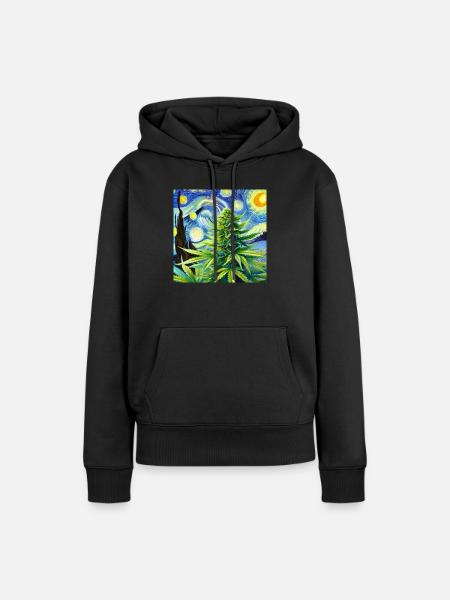 Pflanze im Wind - Frauen Premium Bio Hoodie - Schwarz
