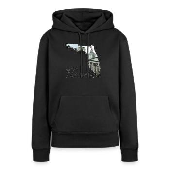Capitole de l’État de Floride en Floride Carte FL - Sweat à capuche Premium bio Femme - noir - Devant - Julia (174cm)