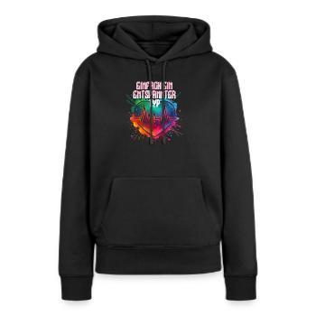 Entspannter Typ - Frauen Premium Bio Hoodie - Schwarz - Vorne - Julia (174cm)