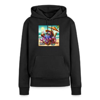 MAI - Sweat à capuche Premium bio Femme - noir - Devant - Julia (174cm)