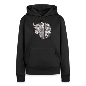 Taureau Tribal - Sweat à capuche Premium bio Femme - noir - Devant - Julia (174cm)