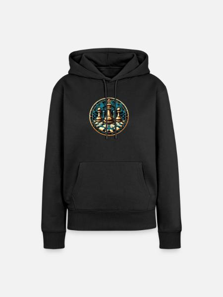 Schach Kreis Brett - Frauen Premium Bio Hoodie - Schwarz
