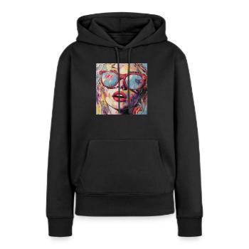 HÉ - Sweat à capuche Premium bio Femme - noir - Devant - Julia (174cm)