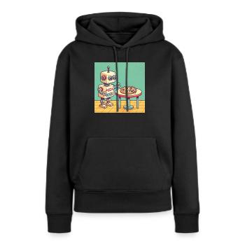 Pizza-Bot - Frauen Premium Bio Hoodie - Schwarz - Vorne - Julia (174cm)