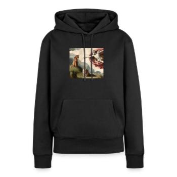 Michelangelo Chat - Sweat à capuche Premium bio Femme - noir - Devant - Julia (174cm)