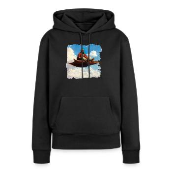 Der fliegende Teppich ist ein Symbol für Freiheit - Frauen Premium Bio Hoodie - Schwarz - Vorne - Julia (174cm)