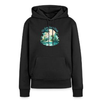 Un jour j irai à Tahiti - Sweat à capuche Premium bio Femme - noir - Devant - Julia (174cm)