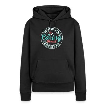 Mains serviables Soins du cœur Aidant Soins Soins Ca - Sweat à capuche Premium bio Femme - noir - Devant - Julia (174cm)