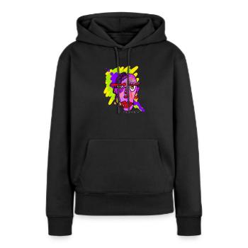 Neonfarbenes Linienporträt - Frauen Premium Bio Hoodie - Schwarz - Vorne - Julia (174cm)