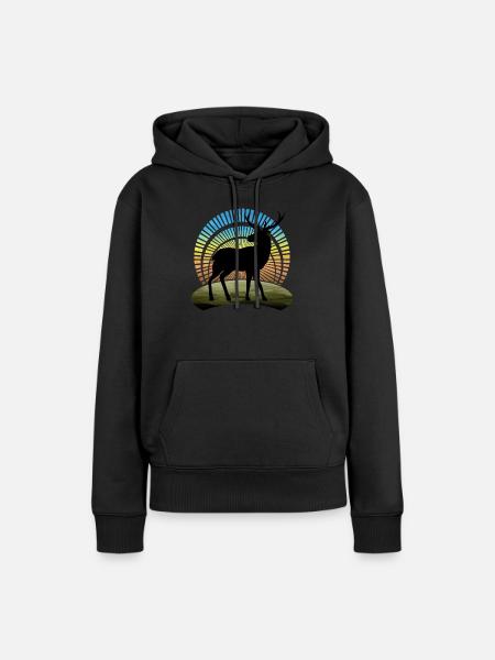 Hirsch - Frauen Premium Bio Hoodie - Schwarz