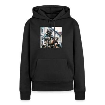 paresseux vagabond Gentelmen motard - Sweat à capuche Premium bio Femme - noir - Devant - Julia (174cm)