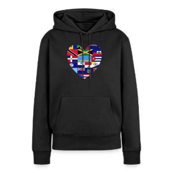 Karibikfeeling auf das wesentliche reduziert - Frauen Premium Bio Hoodie - Schwarz - Vorne - Julia (174cm)