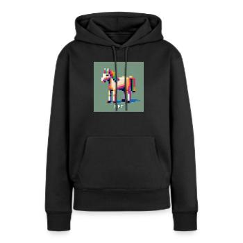 Jeton haute résolution 2024 NFT Cheval - Sweat à capuche Premium bio Femme - noir - Devant - Julia (174cm)