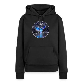 Queue de sirène cosmique - Sweat à capuche Premium bio Femme - noir - Devant - Julia (174cm)