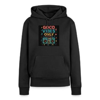 Nur Vibes - Frauen Premium Bio Hoodie - Schwarz - Vorne - Julia (174cm)
