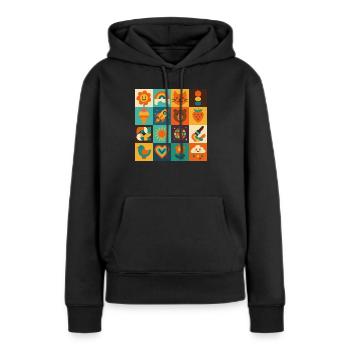bunte Lebensfreude - Frauen Premium Bio Hoodie - Schwarz - Vorne - Julia (174cm)