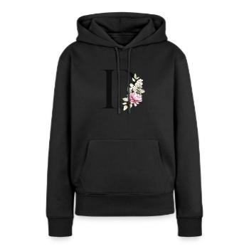 Votre lettre D sur les vêtements personnalisés - Sweat à capuche Premium bio Femme - noir - Devant - Julia (174cm)