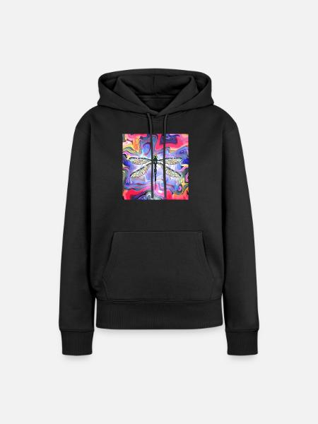 Libelle - Frauen Premium Bio Hoodie - Schwarz