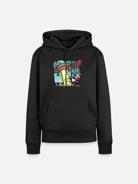 ufo kuh - Frauen Premium Bio Hoodie - Schwarz