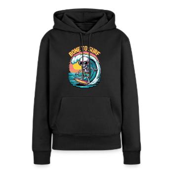 Bit Surfer Skull - Frauen Premium Bio Hoodie - Schwarz - Vorne - Julia (174cm)