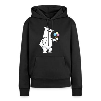 Ice Bear Ice Cream Crème glacée Ball Ice Winter - Sweat à capuche Premium bio Femme - noir - Devant - Julia (174cm)