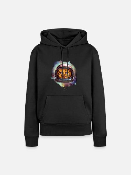 Weltraum Katze - Frauen Premium Bio Hoodie - Schwarz