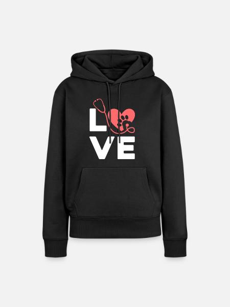 LOVE - Tierarzt - Frauen Premium Bio Hoodie - Schwarz