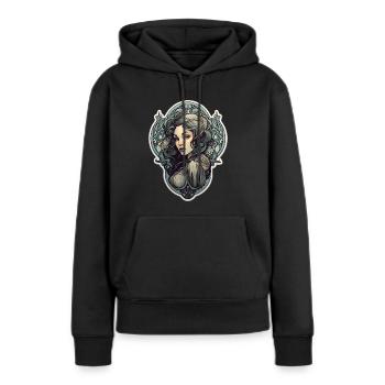 Goth Fille Gothique Mystique Moyen Âge - Sweat à capuche Premium bio Femme - noir - Devant - Julia (174cm)