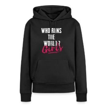 Who Runs The World ? T-shirt - Sweat à capuche Premium bio Femme - noir - Devant - Julia (174cm)