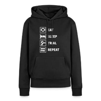 Répéter l’essai Eat Sleep - Sweat à capuche Premium bio Femme - noir - Devant - Julia (174cm)