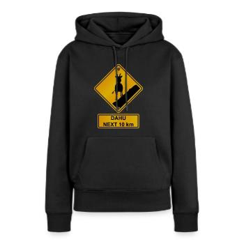 Danger roadsign traversee de dahu 2 - Sweat à capuche Premium bio Femme - noir - Devant - Julia (174cm)