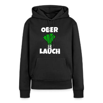 Ober Lauch | Lauch | Muskelmann - Frauen Premium Bio Hoodie - Schwarz - Vorne - Julia (174cm)