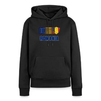 Roumanie - Sweat à capuche Premium bio Femme - noir - Devant - Julia (174cm)