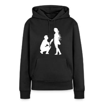 Demande en mariage - Sweat à capuche Premium bio Femme - noir - Devant - Julia (174cm)