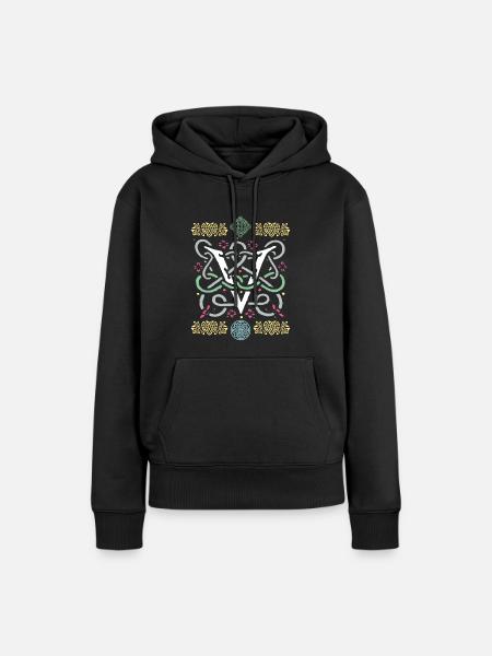 V - Frauen Premium Bio Hoodie - Schwarz