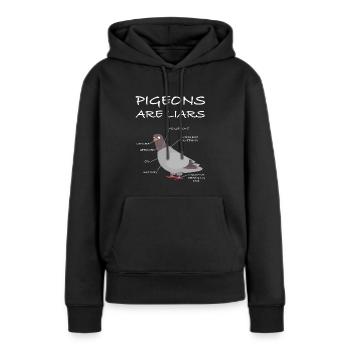 Pigeons are liars | Spy, funny sayings, animals - Women’s Premium Organic Hoodie - black - Front - Julia (174cm)