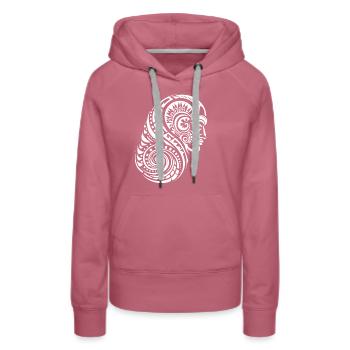 Komplexes Maori Tattoo Design Kiwi Erbe Tinte - Frauen Premium Bio Hoodie - Malve - Vorne - Isabella (175cm)