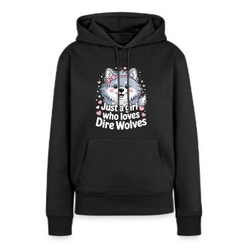 Fille Qui Adore Les Loups Géants - Sweat à capuche Premium bio Femme - noir - Devant - Julia (174cm)
