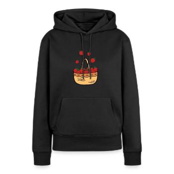 Fraise - amoureux des fraises - Sweat à capuche Premium bio Femme - noir - Devant - Julia (174cm)