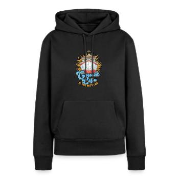 Kreuzfahrtleben ist das beste Leben - Kreuzfahrt - Frauen Premium Bio Hoodie - Schwarz - Vorne - Julia (174cm)