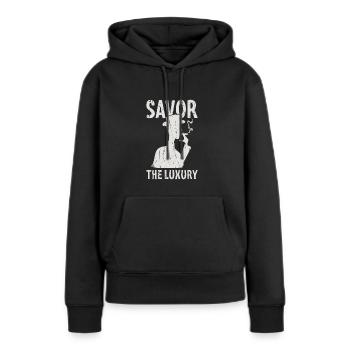 Savor the luxury - Cigar - Women’s Premium Organic Hoodie - black - Front - Julia (174cm)