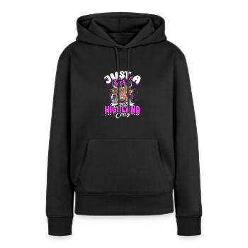 Nur ein Mädchen, das Hochlandkühe liebt - Nutztiere - Frauen Premium Bio Hoodie - Schwarz - Vorne - Julia (174cm)