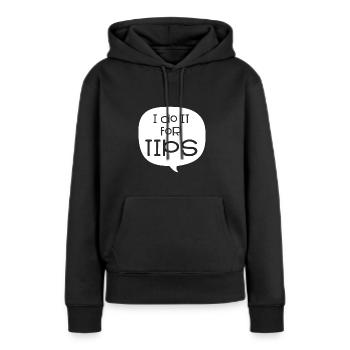 Serveuse au bar du restaurant - Sweat à capuche Premium bio Femme - noir - Devant - Julia (174cm)